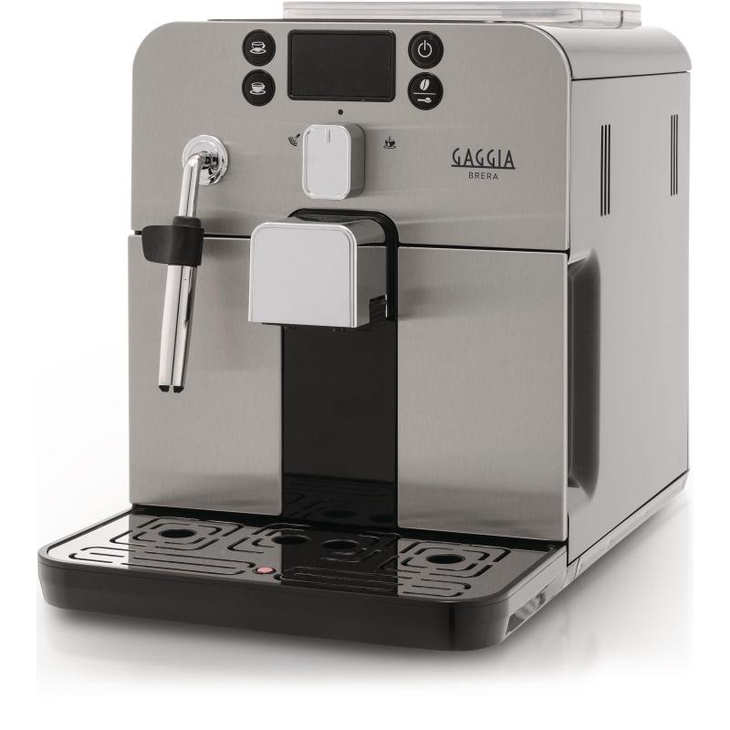 Image of Gaggia ri9305-11 brera macchina da caffe` automatica per espresso e cappuccino caffe` in grani o macinato 1400 w argento-nero brera black solo macchina