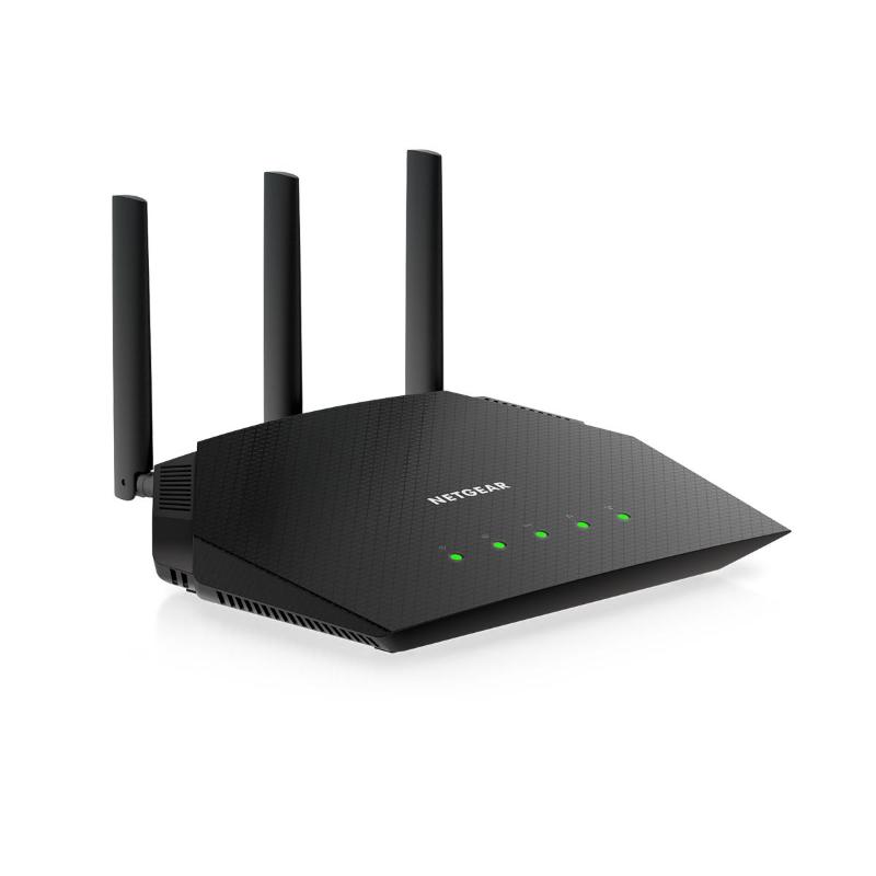 Netgear rax10 router wireless dual band wi-fi 6 ax1800 1.8gbps 4 porte gigabit nero