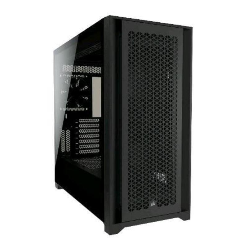 Corsair 5000d case airflow middle tower minitx/matx/atx vetro temperato no power due ventole da 120 mm incluse sistema di gestione dei cavi corsair rapidroute nero