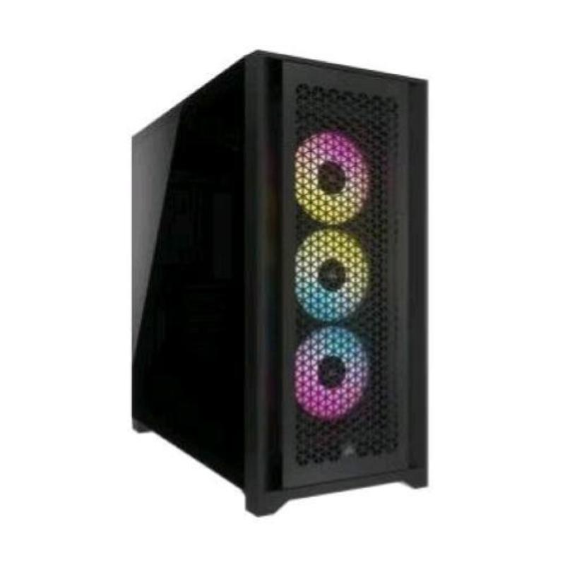 Corsair icue 5000d rgb airflow case mid tower atx pannello laterale in vetro temperato 3xventole corsair af120mm rgb elite 1xusb-c 3.2 2xusb-a 3.2 jack/audio microfono black