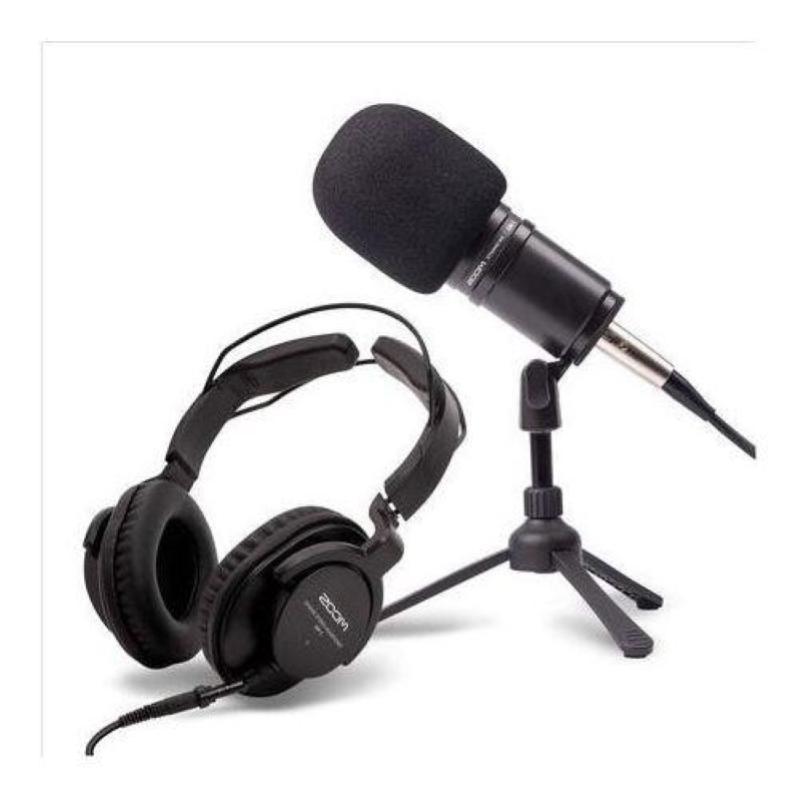 Image of Zoom zdm-1pmp kit podcast con microfono cavo e cuffie con treppiede