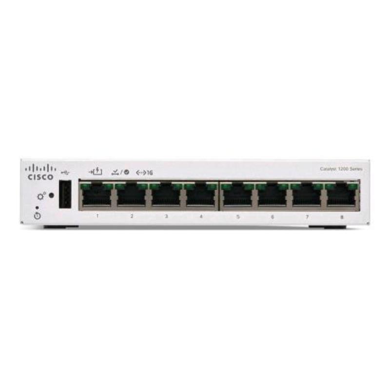 Cisco catalyst 1200-8t-d switch gestito l3 - 8 x 10/100/1000 - poe (67 w) desktop bianco