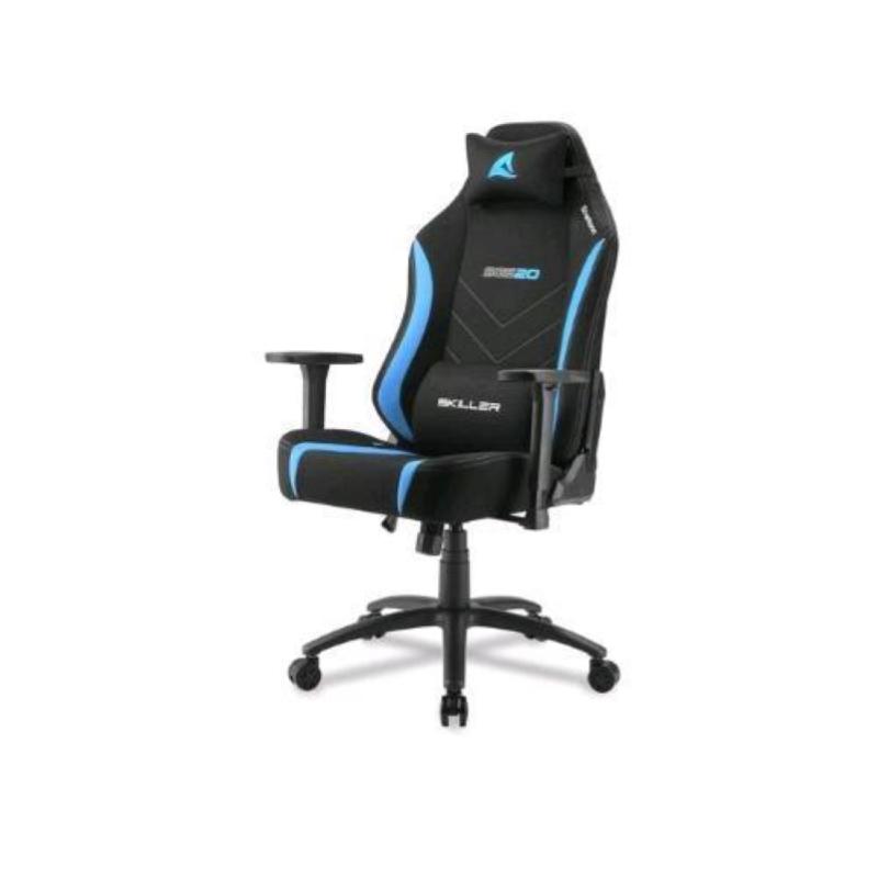 Sharkoon skiller sgs20 sedia gaming in tessuto dimensioni comfort ergonomica e regolabile con cuscino lombare e cervicale nero blu