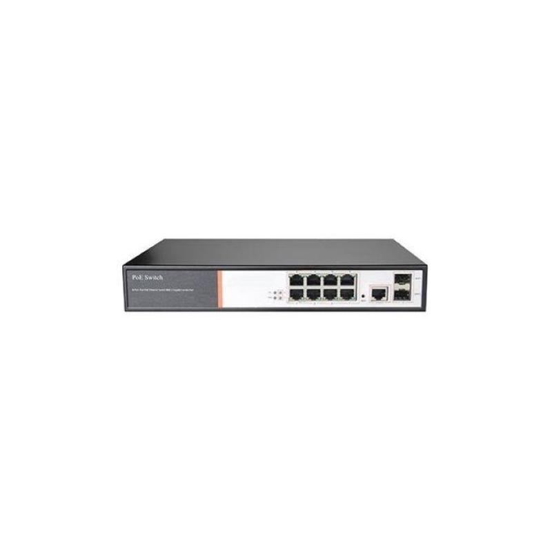 Link switch di rete 8 porte gigabit poe 150 watt + 2 porte sfp e una porta console rj45 layer 2