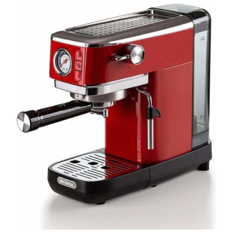 Image of Ariete 1381 macchina da caffe` espresso rosso metal slim manometro 1300w capacita 1.1 litro