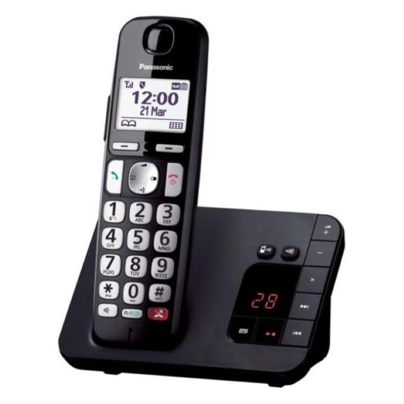 Panasonic kx-tge260 cordless dect-gap display 1.8`` rubrica vivavoce segreteria tasti grandi senior nero