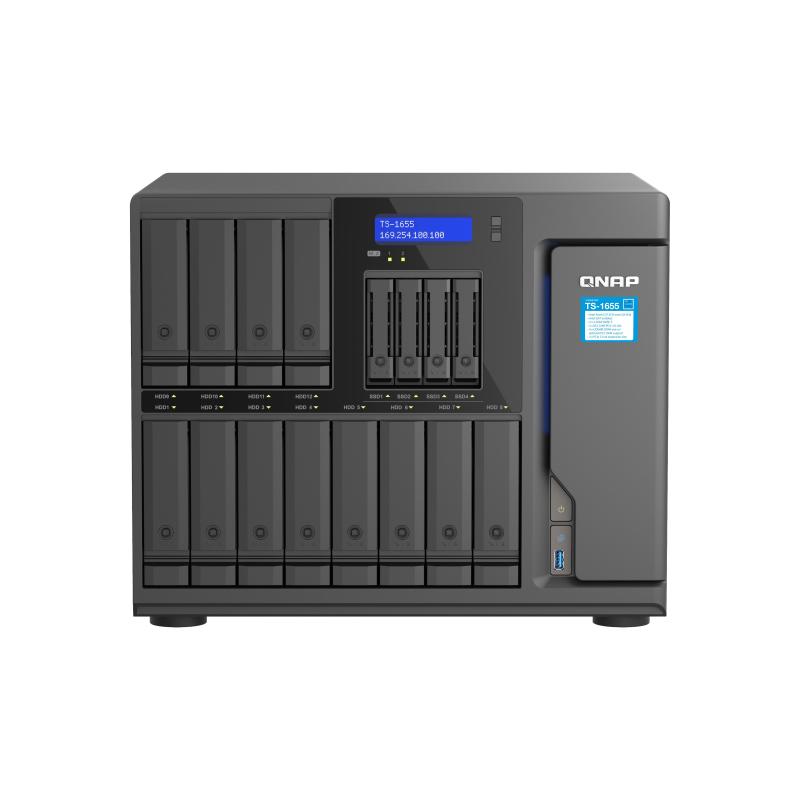 Image of Qnap ts-1655 nas chassis tower intel atom 2.8ghz ram 8gb-12+4 bay hdd/ssd 2.5/3.5/m.2-lan 10/100/1000/2500 mbps colore nero030