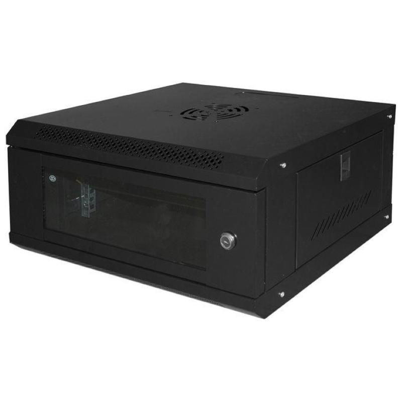 Link armadio rack 19`` 4u link serie light colore nero con porta vetro (axpxl) 240x400x530mm ripiano incluso