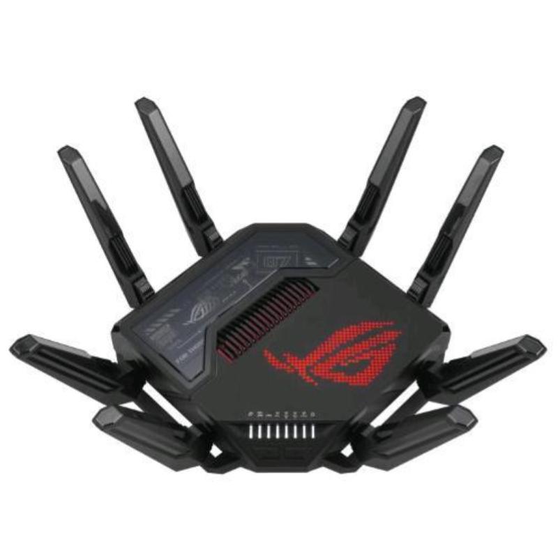 Asus rog rapture gt-be98 router wifi 7 quad band 320 mhz 4096-qam multi-link doppie porte 10g wan di backup sicurezza di rete supporto aimesh nero