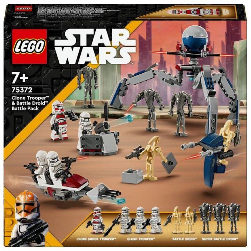 Image of Lego star wars 75372 battle pack clone trooper e battle droid con veicolo giocattolo speeder bike, idea regalo bambini 7+ anni030