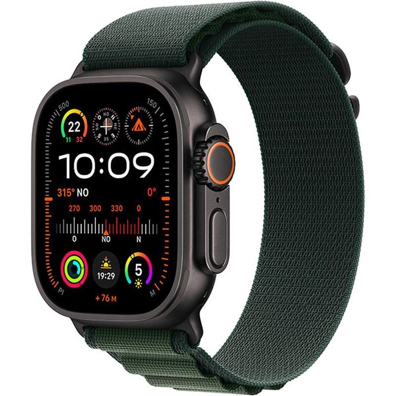 Image of Apple watch ultra 2 gps + cellular 49mm nero titanium case with dark Verde alpine loop - small030