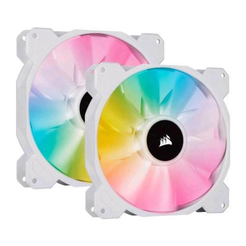 Image of Corsair sp140 rgb elite pwm 140mm bianco dual pack + lighting node core030